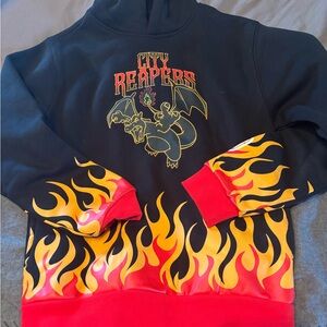 Black Hoodie with Flame Design